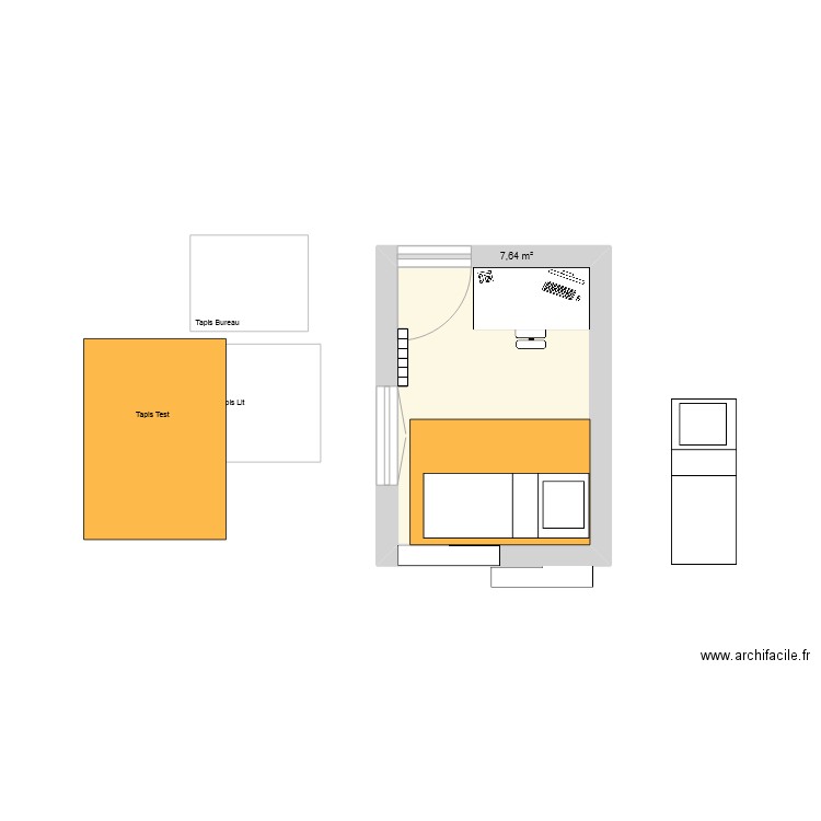 Chambre. Plan de 1 pièce et 8 m2