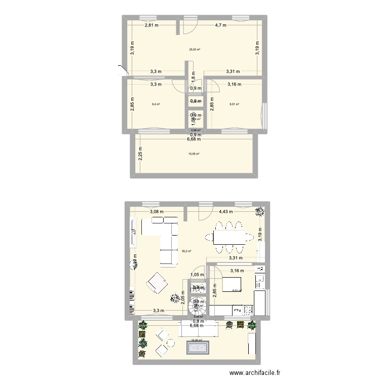général Mangin. Plan de 13 pièces et 121 m2