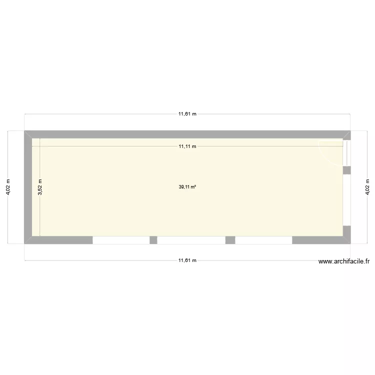 veranda 646. Plan de 1  et 39 m²