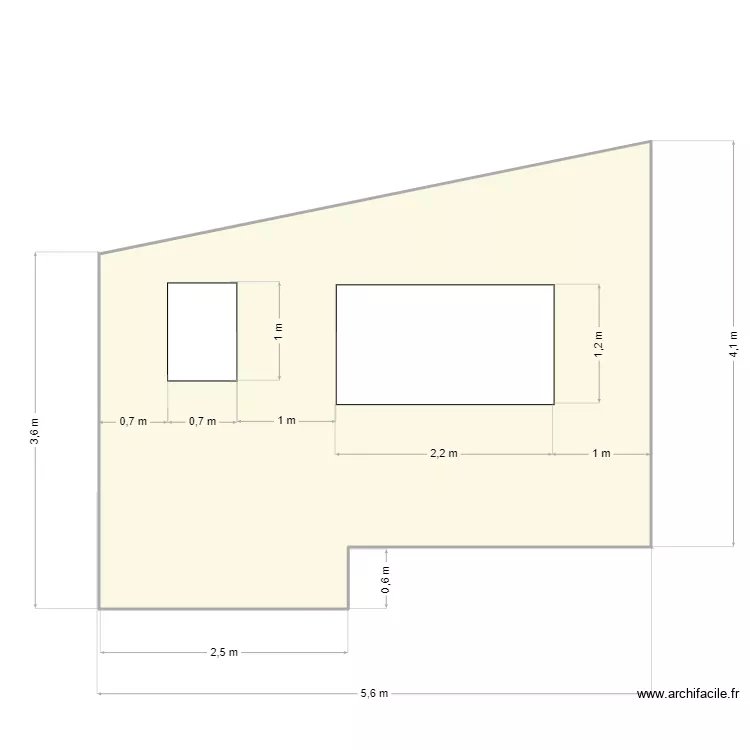 Vue de gauche Pool House. Plan de 1 et 21 m² Vue de gauche Pool House. Plan de 1 et 21 m²