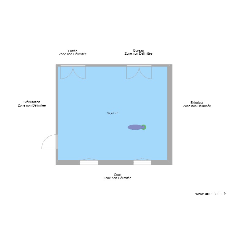 Cab Dr FIEVET. Plan de 1 pièce et 32 m2