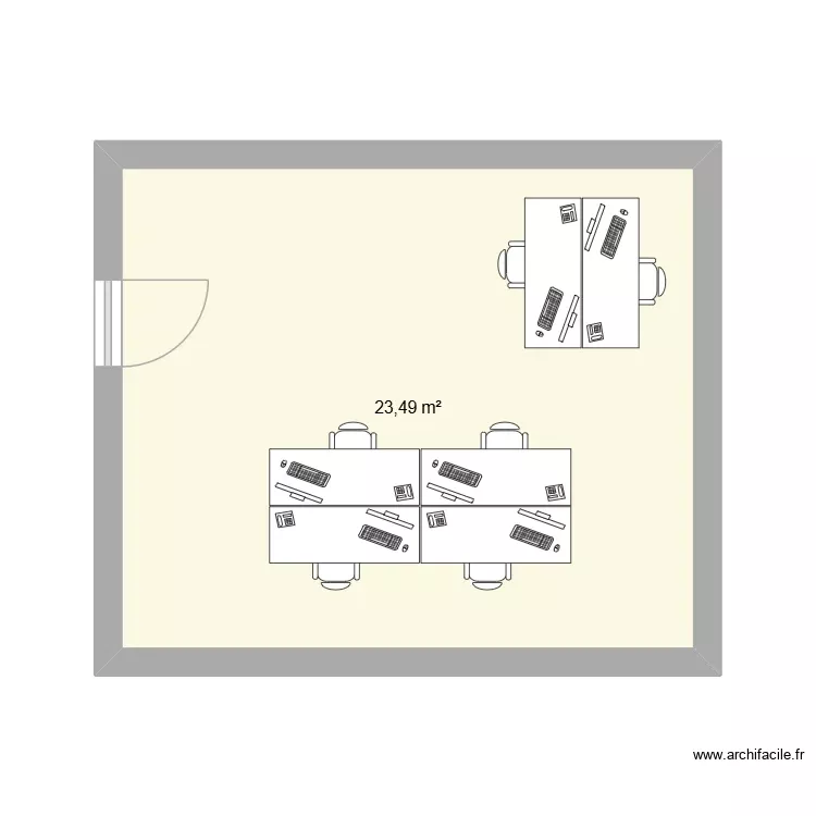 Coworking. Plan de 1 Pièce et 23 m²