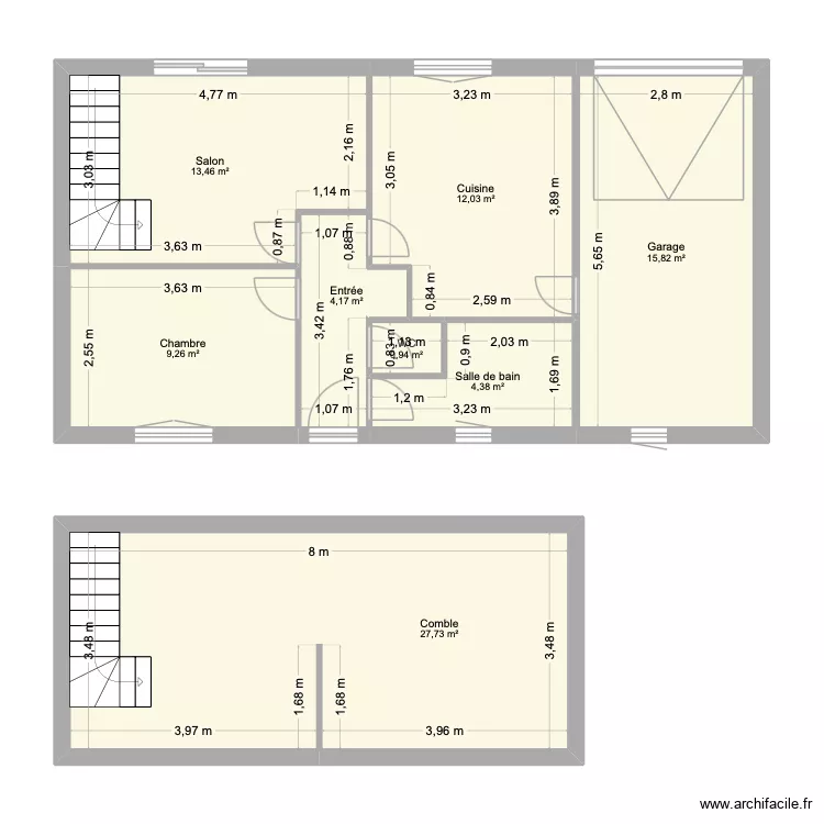les 3 mats. Plan de 8 Pièces et 88 m²
