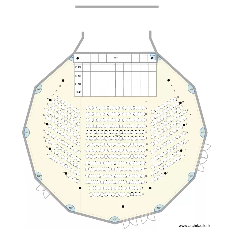 Grande salle Orgue en ville. Plan de 2  et 522 m²