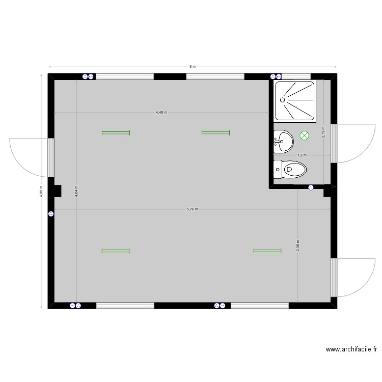 AMS bureaux 971. Plan de 2 pièces et 26 m2