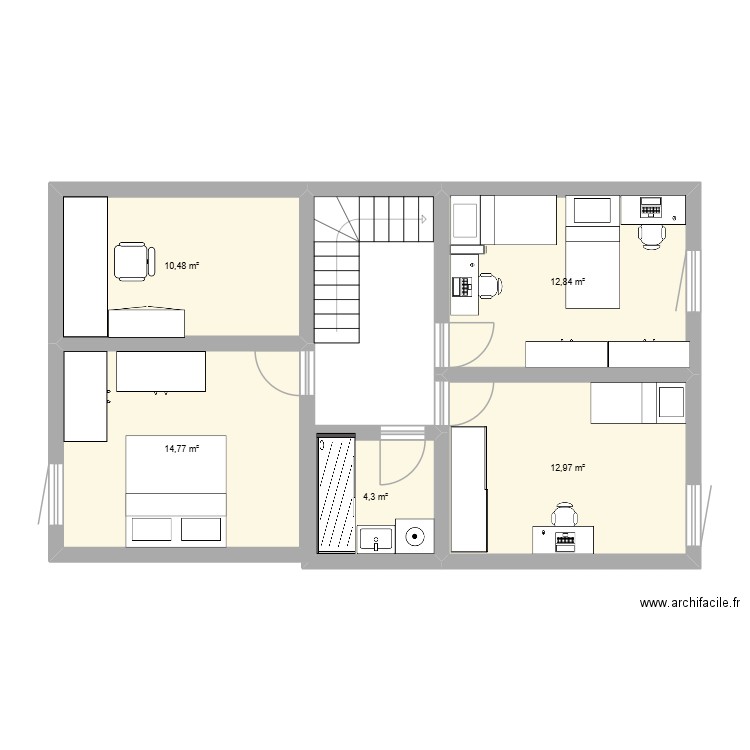 Maison a moi et a personne. Plan de 5 pièces et 55 m2