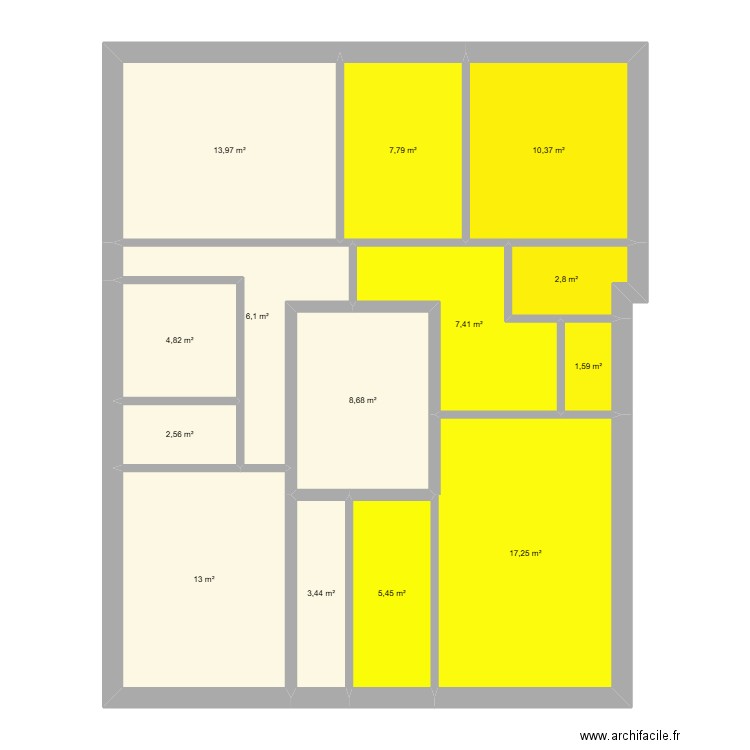 PARIS PLAN. Plan de 14 pièces et 105 m2