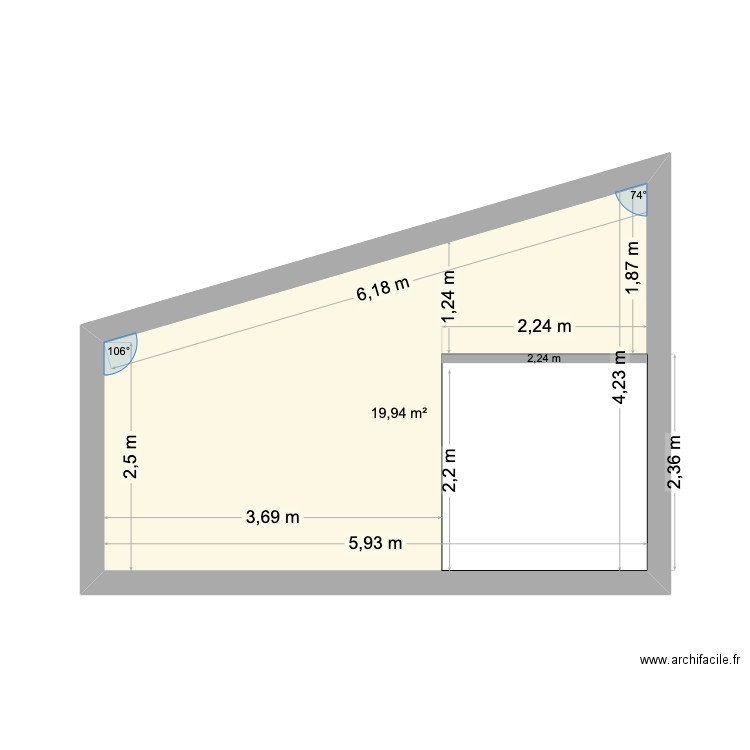 mur sud garage. Plan de 1 pièce et 20 m2