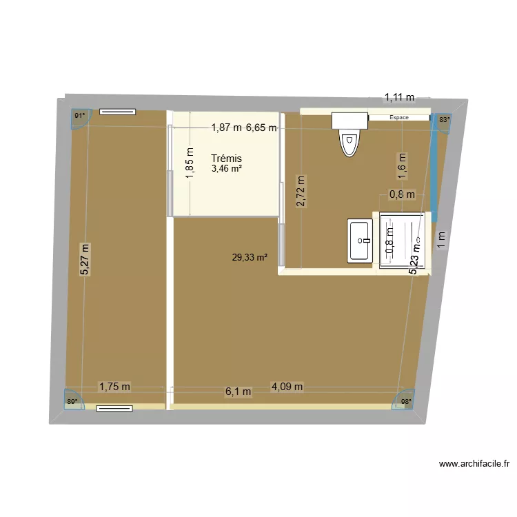 1er. Plan de 2  et 37 m²