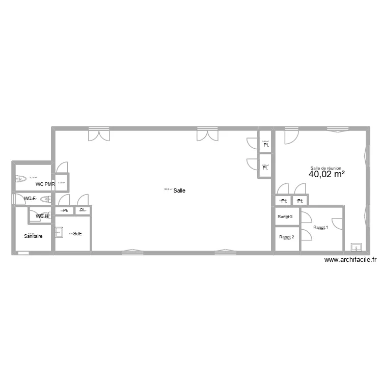 salle plouzane. Plan de 17  et 211 m²