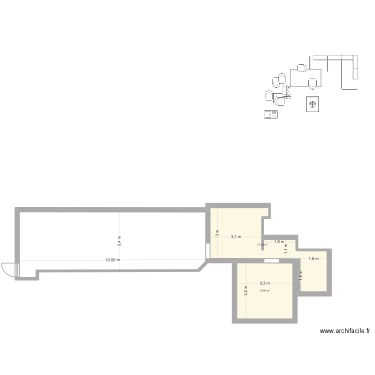 ArchiFacile PRO. Plan de 2 pièces et 26 m2