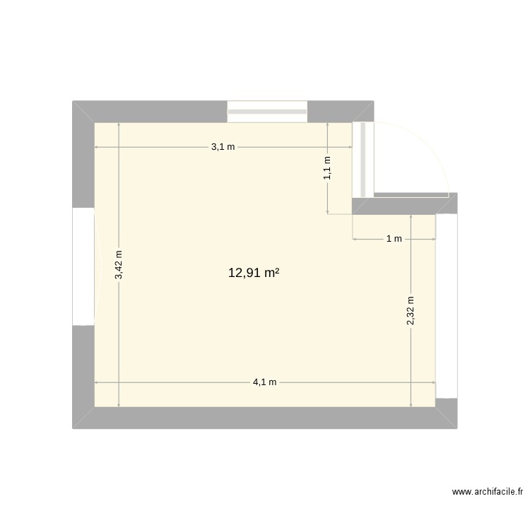 Cuisine. Plan de 1 pièce et 13 m2