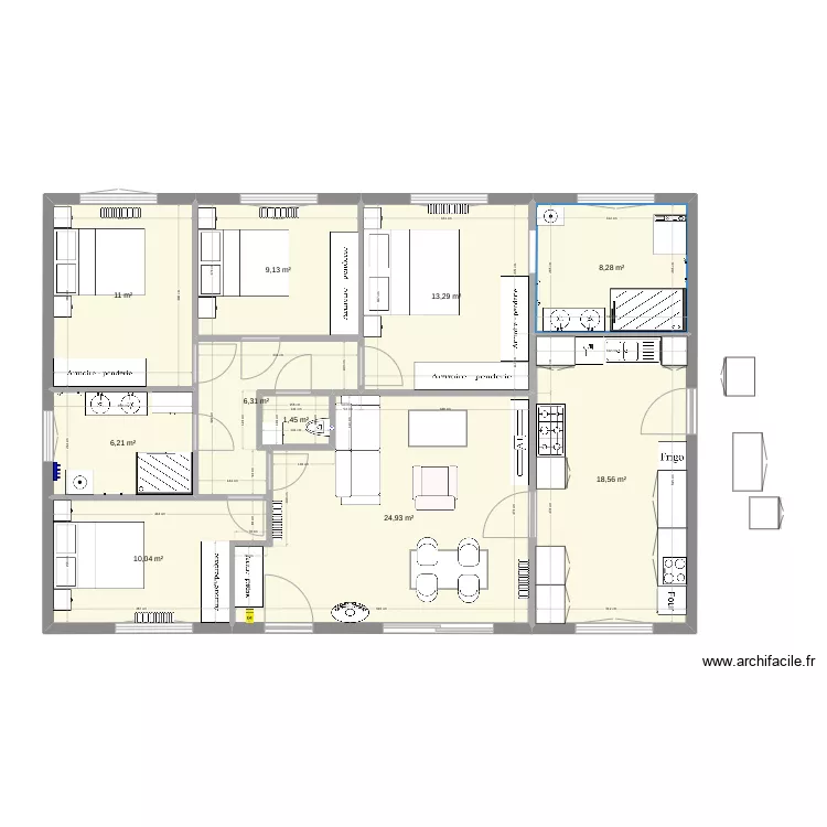 futur disposition + meuble. Plan de 