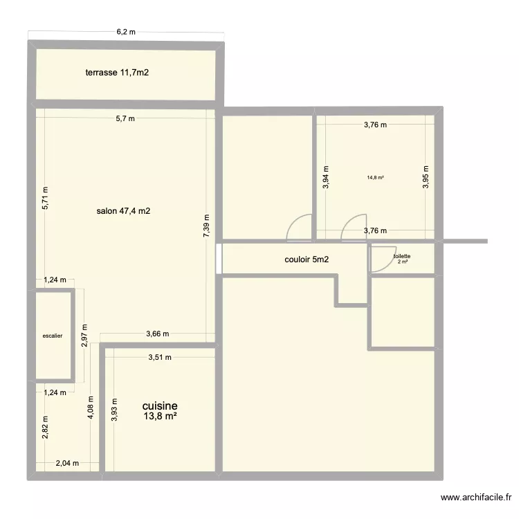 Christophe. Plan de 6 pièces et 85 m²