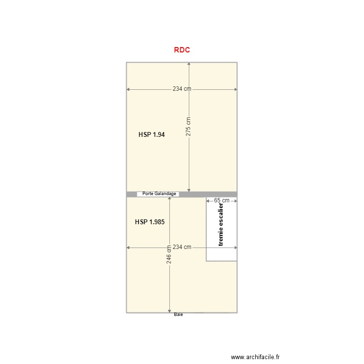 BOUISSOU (côtes finies RDC). Plan de 3 pièces et 12 m2