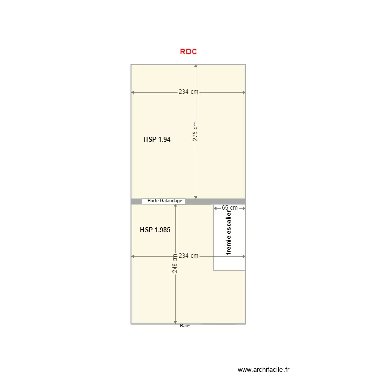 BOUISSOU (c&ocirc;tes finies RDC). Plan de 