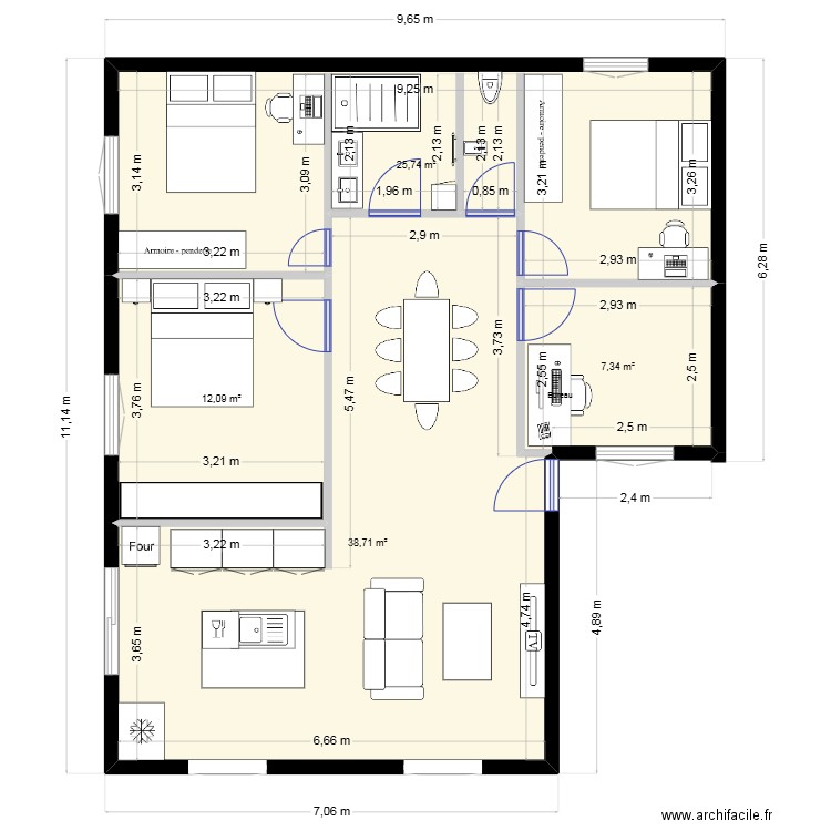 maison amour (Eclairage). Plan de 4 pièces et 84 m2
