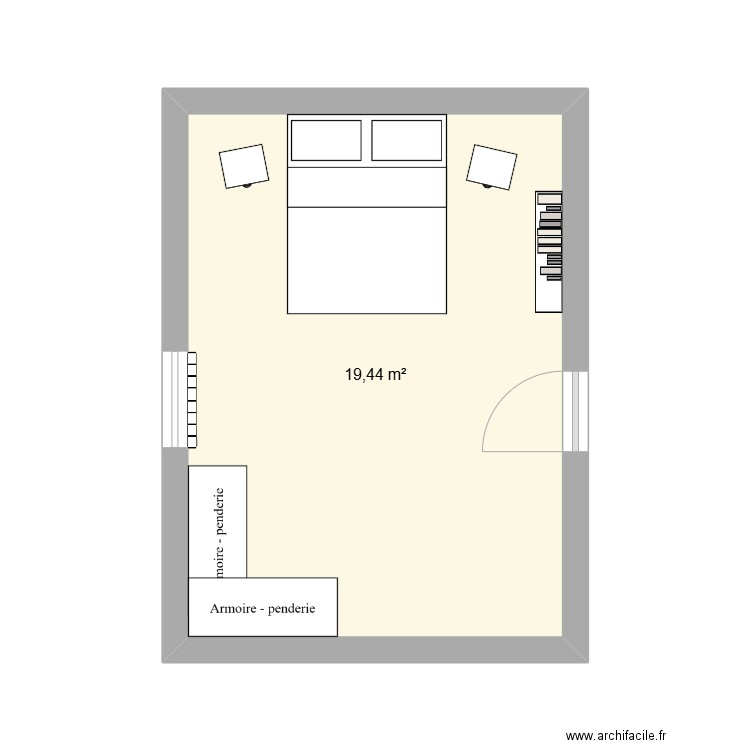 chambre visu. Plan de 1 pièce et 19 m2