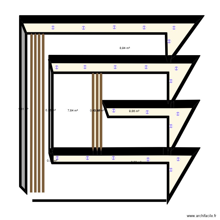FACADE  COTE IMMEUBLE. Plan de 10 pièces et 35 m2