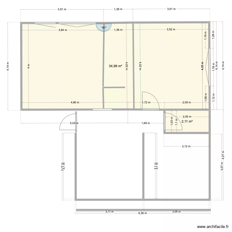 BLV. Plan de 2  et 37 m²