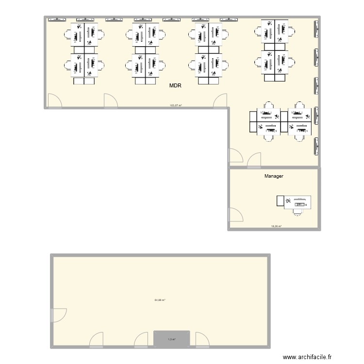 4 mdr + SDE + PC. Plan de 4 pièces et 188 m2