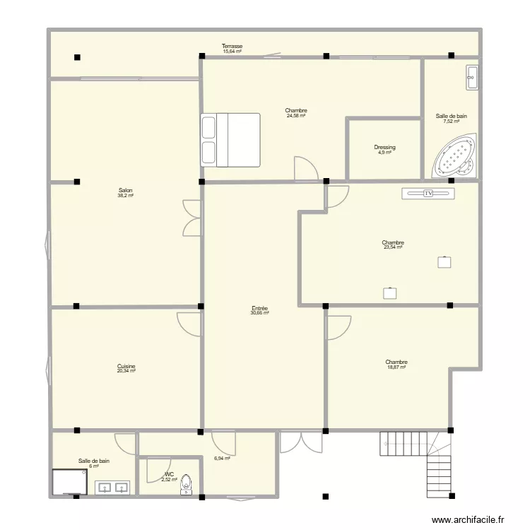 Sakna 3. Plan de 12  et 200 m²