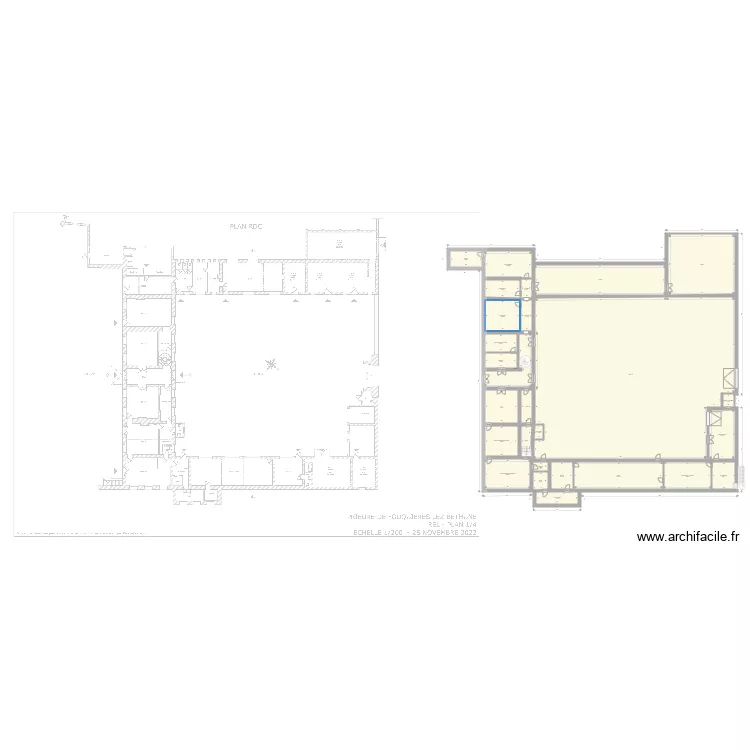 salle prieur&eacute;. Plan de 58  et 2321 m²
