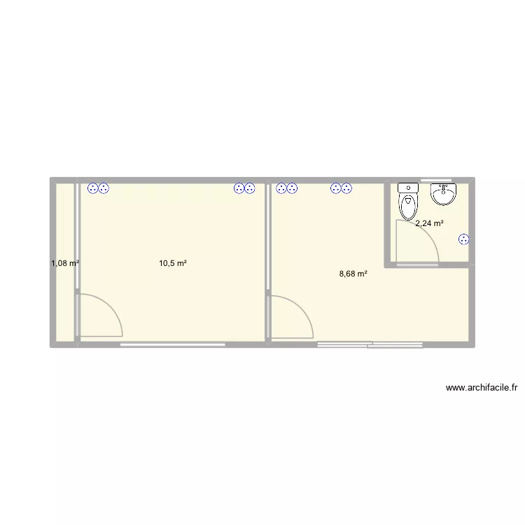 Conteneur. Plan de 4  et 22 m²