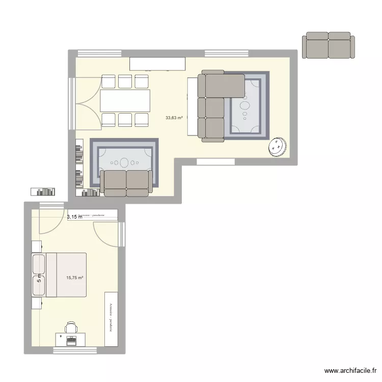 salon. Plan de 2 Pièces et 49 m² salon. Plan de 2 Pièces et 49 m²