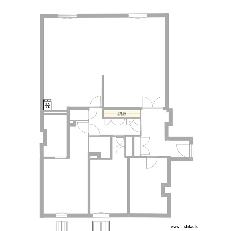 Plan initial appartement.V3. Plan de 1 pièce et 2 m2