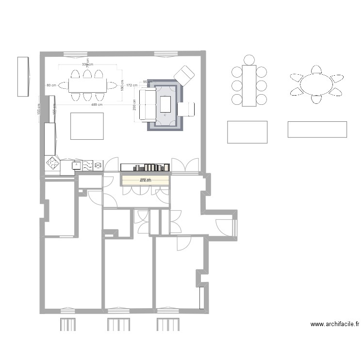 Plan initial appartement.V3. Plan de 1 pièce et 2 m2