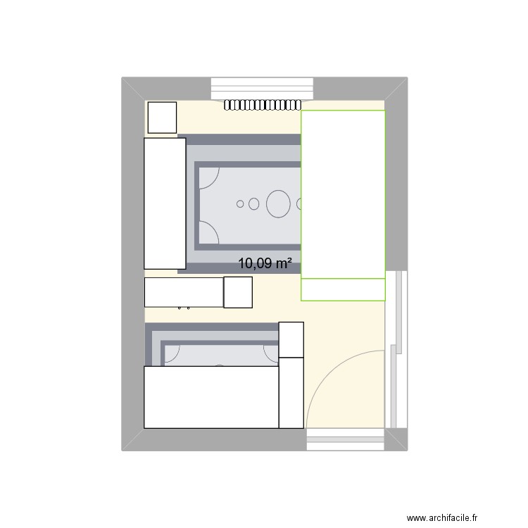 Pièce. Plan de 1 pièce et 10 m2