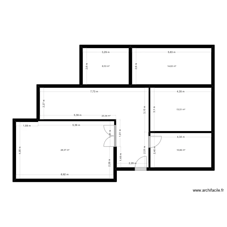 villa mar. Plan de 6  et 101 m²
