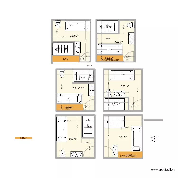 ammenagement SdB. Plan de 12 pièces et 39 m²