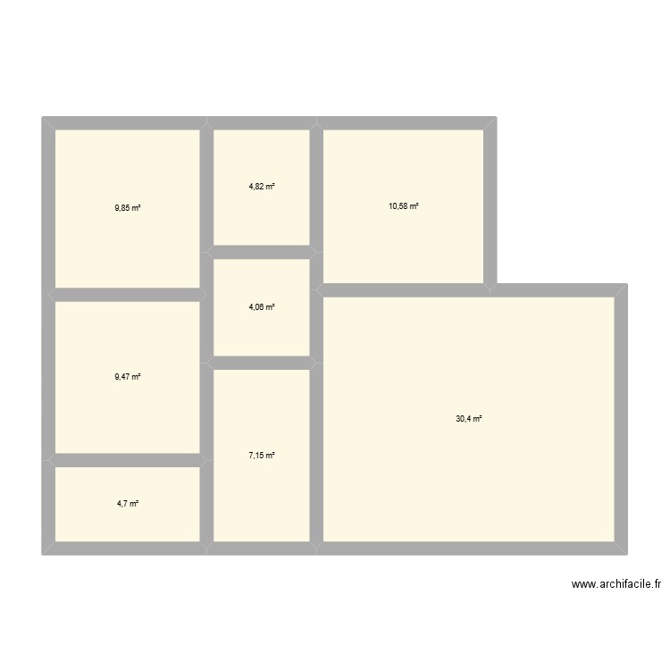 Maison 1. Plan de 8 pièces et 81 m2