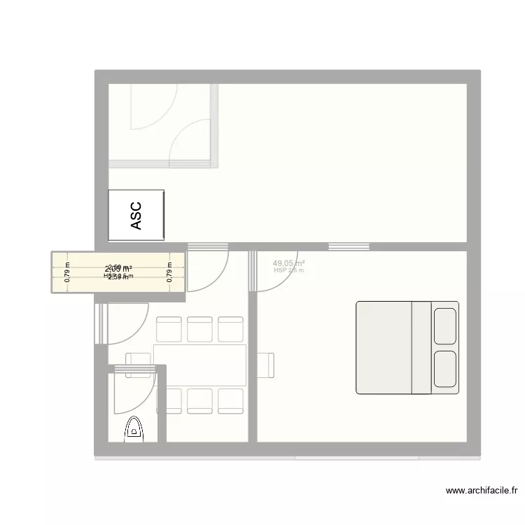 ETAGE DEF. Plan de 2 Pièces et 51 m² ETAGE DEF. Plan de 2 Pièces et 51 m²
