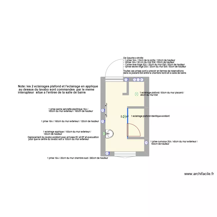 Amenagement salle de bains. Plan de 