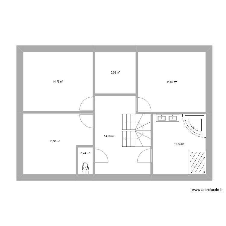 ETAGE. Plan de 7 Pièces et 76 m²