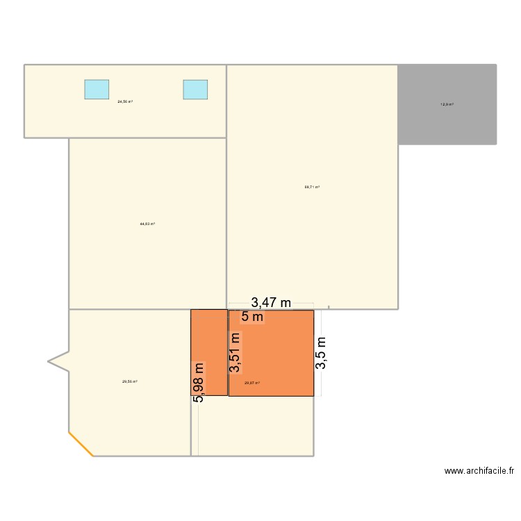 Plan du toit proejt 1 chambre. Plan de 6 pièces et 211 m2
