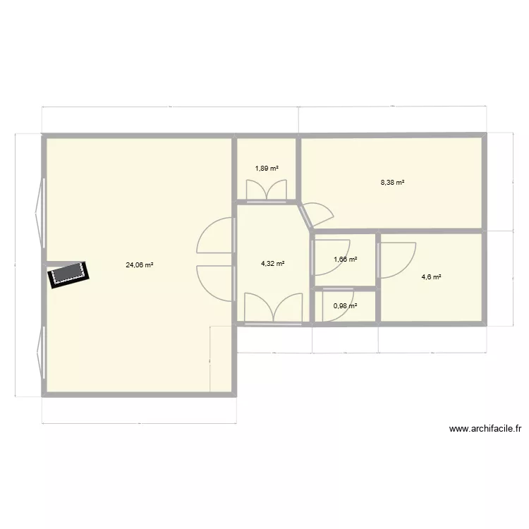 Boulbi. Plan de 7  et 46 m²