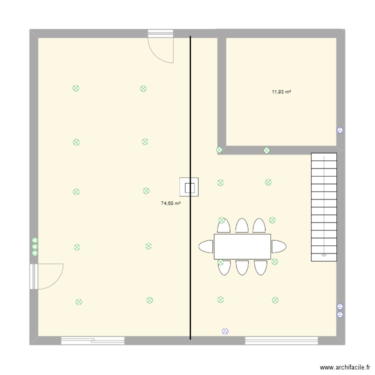 PLUCHARD. Plan de 2 pièces et 87 m2