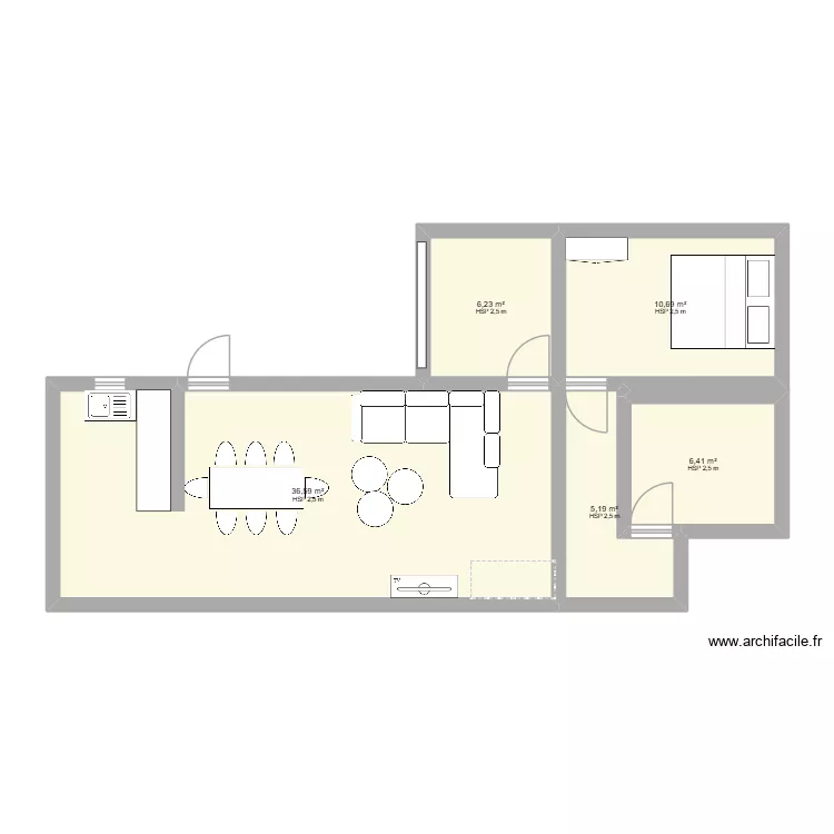 loic. Plan de 5  et 65 m²