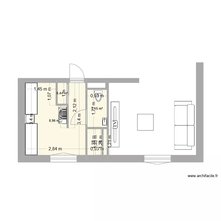 rdc pont de beauvoisin 2. Plan de 4 pièces et 12 m²