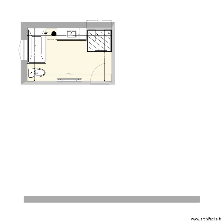 SDB. Plan de 1 pièce et 8 m2