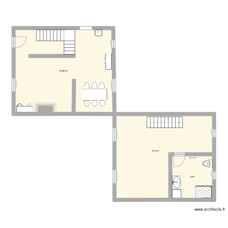 Partie Maison. Plan de 3 pièces et 82 m2