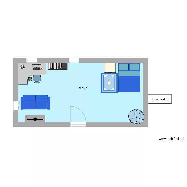 Chambre &Eacute;milie. Plan de 1  et 31 m²