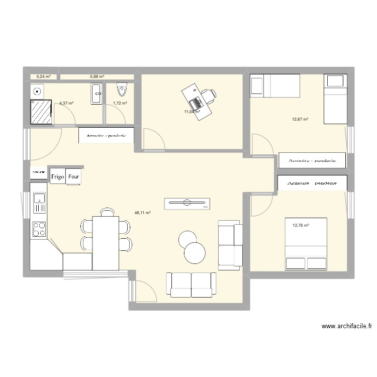 transfo. Plan de 8 pièces et 90 m2