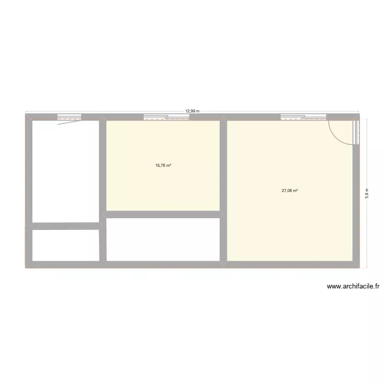 2026. Plan de 2  et 43 m²