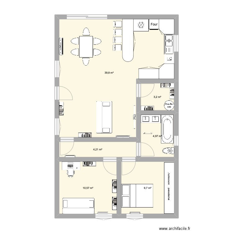 Maison Quentin pont Sarrazin. Plan de 6 pièces et 72 m2