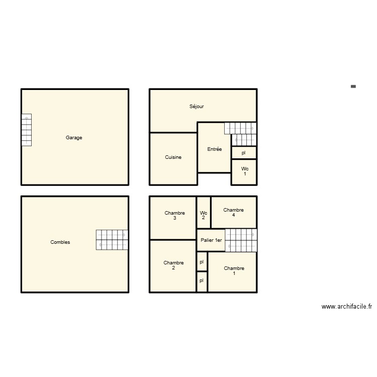 DOUARNENEZ LAGADEC. Plan de 12 pièces et 87 m2